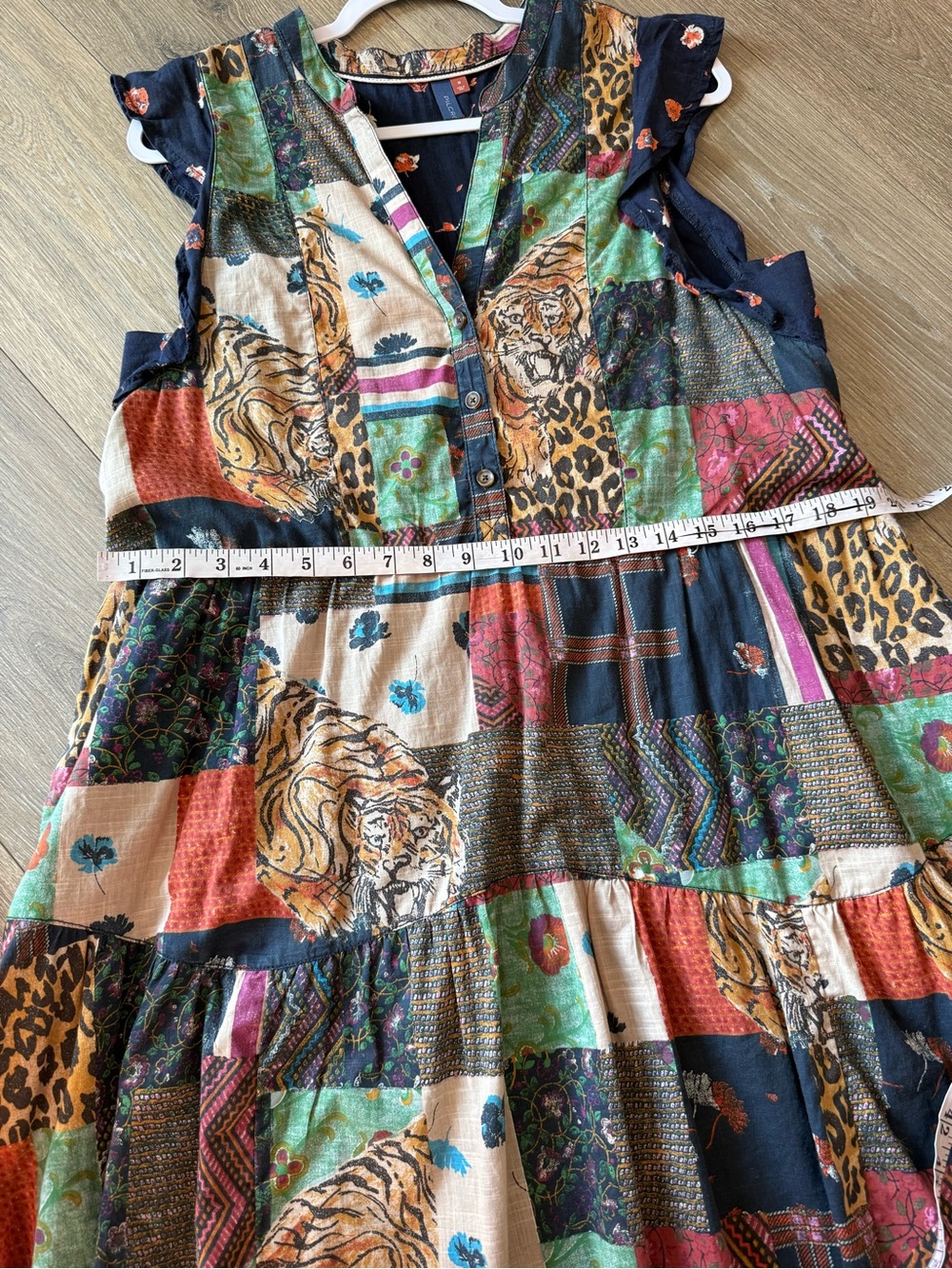 Anthropologie Pilcro Patchwork Multicolor Sleeveless Tiered Dress Size Medium - Picture 8 of 11